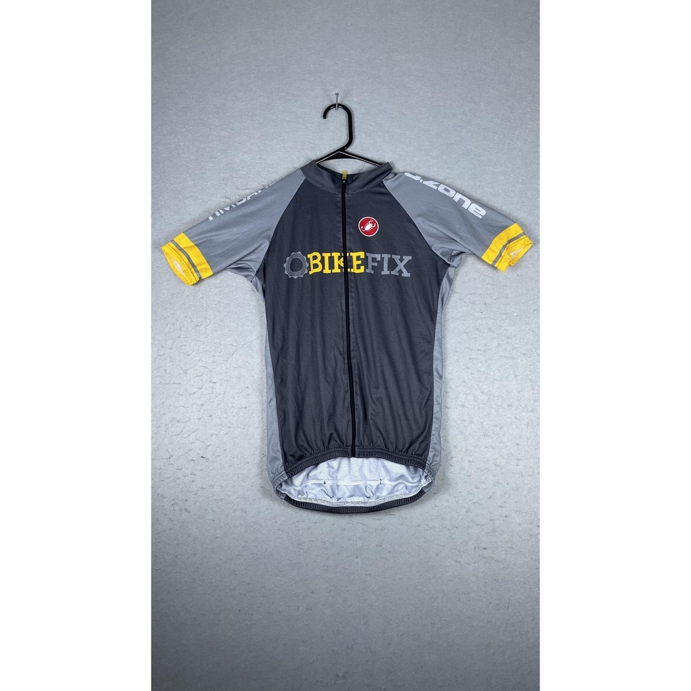 Castelli‎ Cycling Jersey Mens Medium Gray BIKEFIX Full Zip Short Sleeve Team Fit